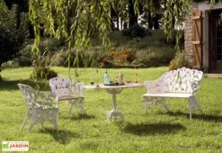 Fauteuil De Jardin Fonte D’Aluminium Et Bois Fougère -Abriet Mobilier Soldes Boutique salon jardin aluminium bois fougere 1