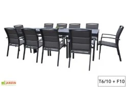 Salon De Jardin Aluminium Modulo Gris Anthracite (TB + FT) -Abriet Mobilier Soldes Boutique salon jardin aluminium gris anthracite modulo 4 12 personnes 3