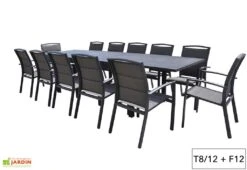 Salon De Jardin Aluminium Modulo Gris Anthracite (TB + FT) -Abriet Mobilier Soldes Boutique salon jardin aluminium gris anthracite modulo 4 12 personnes 5