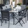 Salon De Jardin Modulo : Table Extensible + 4 Fauteuils + 4 Chaises Gris