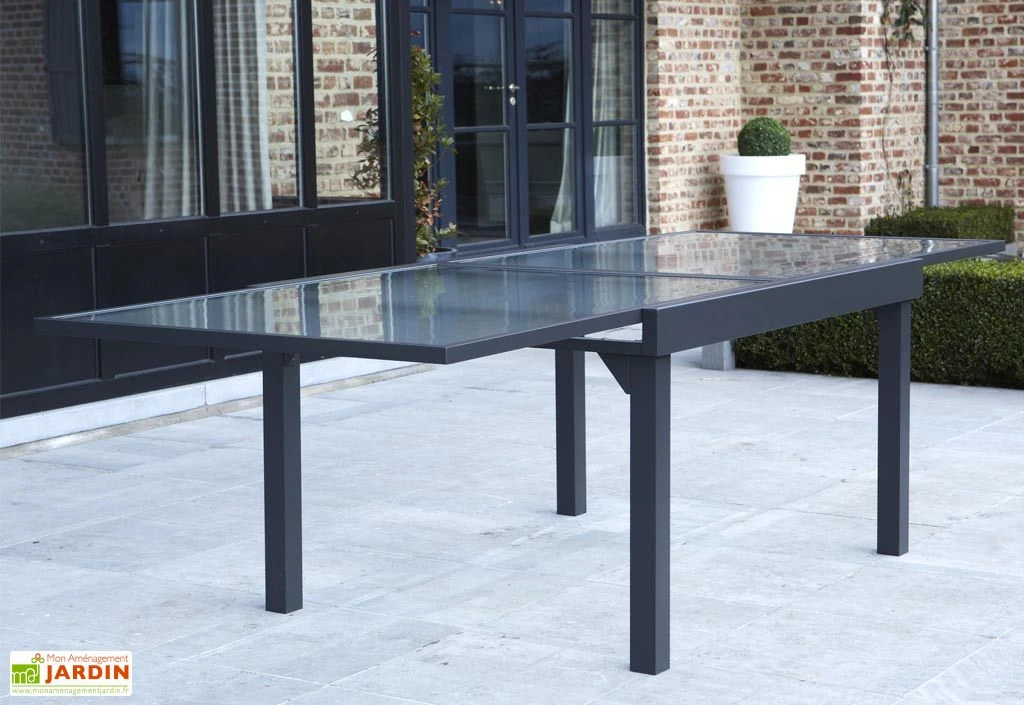 Salon De Jardin Modulo : Table Extensible + 6 Fauteuils Gris 2 Salon De Jardin Modulo : Table Extensible + 6 Fauteuils Gris – Image 2