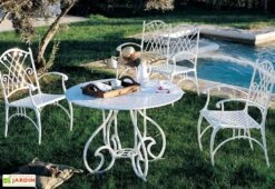 Salon De Jardin En Aluminium Puerto : 1 Table + 2 Fauteuils
