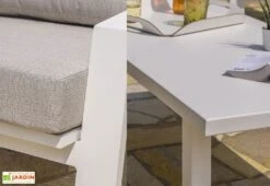 Salon De Jardin En Aluminium Blanc Table Canapé 5 Places - Ibiza -Abriet Mobilier Soldes Boutique salon jardin aluminium table basse canape 5places ibiza 1