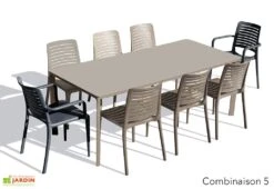 Salon De Jardin : 1 Table 200 X 90 Cm + 6 Chaises + 2 Fauteuils – Park -Abriet Mobilier Soldes Boutique salon jardin aluminium taupe 8 fauteuils gris