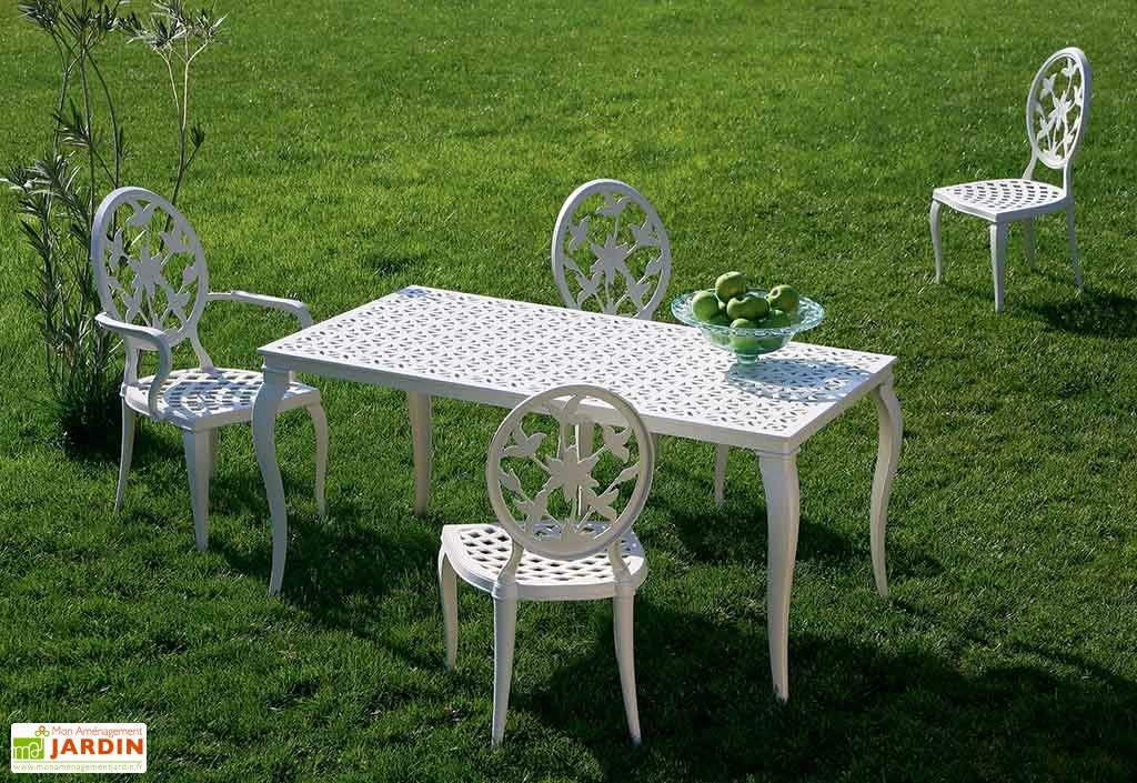 Salon De Jardin En Aluminium Versailles : 1 Table + 4 Chaises 1 Salon De Jardin En Aluminium Versailles : 1 Table + 4 Chaises