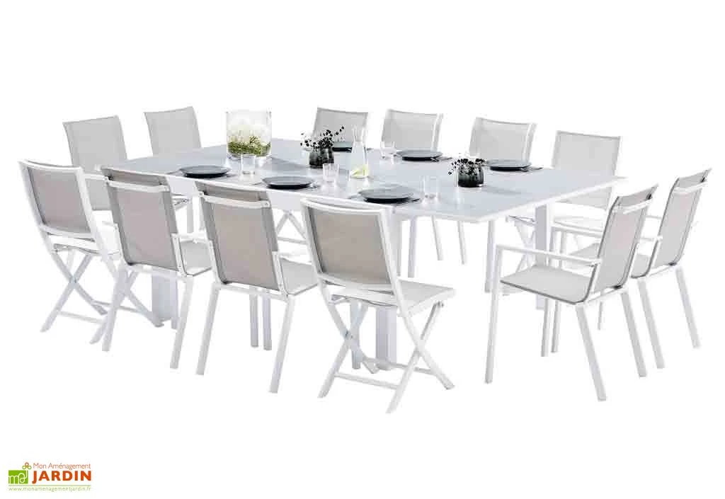 Salon De Jardin Carré Whitestar : 1 Table Extensible + 8 Fts + 4 Chs 1 Salon De Jardin Carré Whitestar : 1 Table Extensible + 8 Fts + 4 Chs