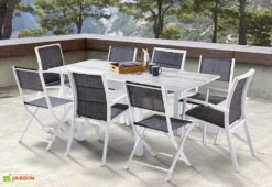 Salon De Jardin Aluminium : Table Extensible 90/180 Cm + 4 Fauteuils 11 Salon De Jardin Aluminium : Table Extensible 90/180 Cm + 4 Fauteuils -Abriet Mobilier Soldes Boutique salon jardin aluminium wilsa 600315