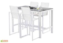 Salon De Jardin En Aluminium Star : Bar + 4 Fauteuils