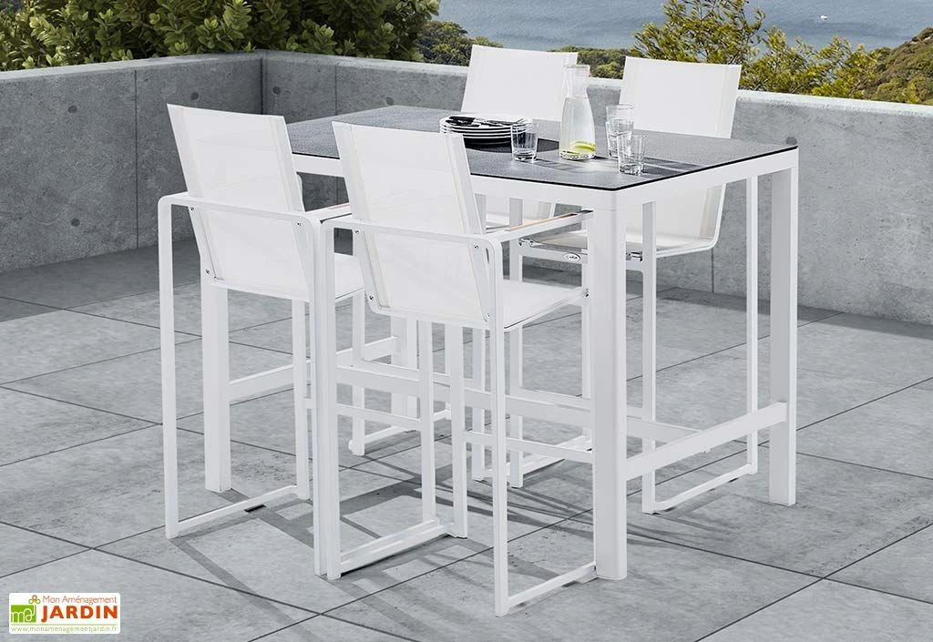 Salon De Jardin En Aluminium Star : Bar + 4 Fauteuils 2 Salon De Jardin En Aluminium Star : Bar + 4 Fauteuils – Image 2