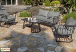 Salon De Jardin 4 Places En Aluminium Apolline Anthracite