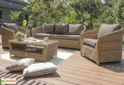 Salon De Jardin Havana En Aluminium Et Résine Tressée Marron