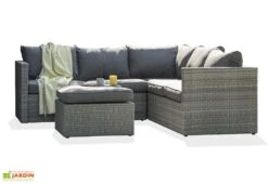 Salon De Jardin En Résine Tressée : Deux Canapés 3 Pl + 2 Pl + 1 Table -Abriet Mobilier Soldes Boutique salon jardin bas resine tressee