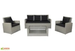 Salon De Jardin En Résine Tressée Portovecchio 5 Places -Abriet Mobilier Soldes Boutique salon jardin bas resine tressee porto