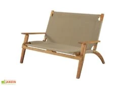 Salon De Jardin En Bois D’Acacia Et Tissu 4 Places Primavera Taupe -Abriet Mobilier Soldes Boutique salon jardin bois acacia 4 places 3
