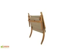 Salon De Jardin En Bois D’Acacia Et Tissu 4 Places Primavera Taupe -Abriet Mobilier Soldes Boutique salon jardin bois acacia 4 places 4