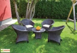 Roto Fauteuil De Jardin En Résine Tressée Marron Bambou 3 Roto Fauteuil De Jardin En Résine Tressée Marron Bambou -Abriet Mobilier Soldes Boutique salon jardin fauteuil table basse resine tressee 1
