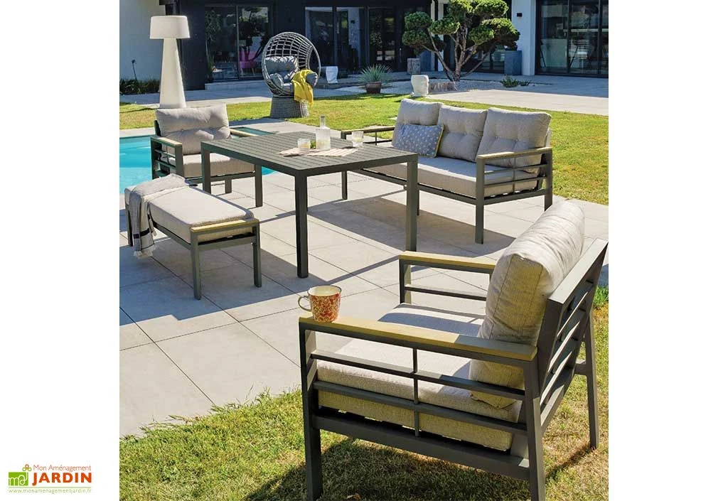 Salon De Jardin Haut 7 Places En Aluminium Cayenne Noir 2 Salon De Jardin Haut 7 Places En Aluminium Cayenne Noir – Image 2