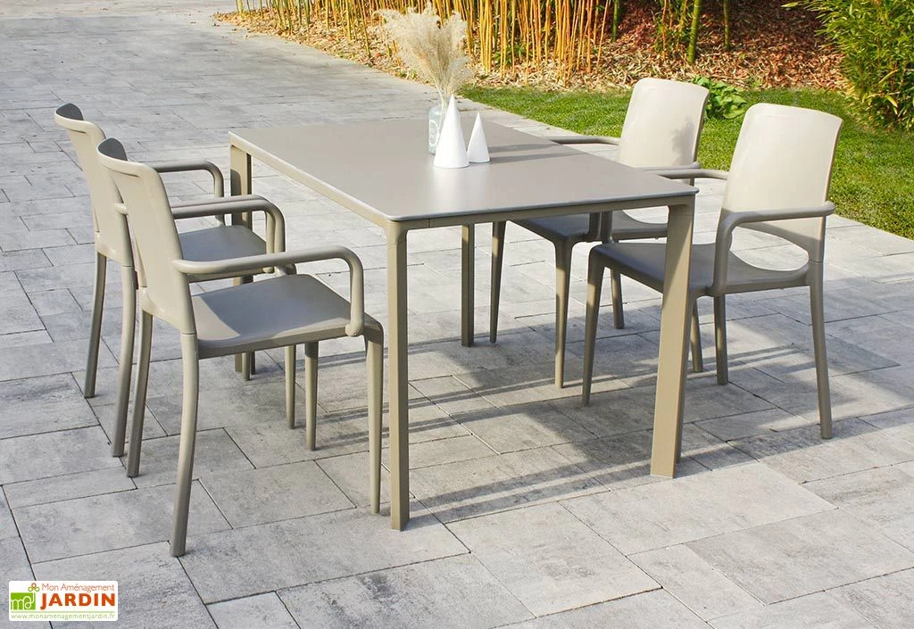 Salon De Jardin : 1 Table Aluminium 120 X 80 Cm + 4 Fauteuils – Hall 3 Salon De Jardin : 1 Table Aluminium 120 X 80 Cm + 4 Fauteuils – Hall – Image 3