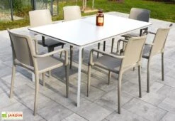 Salon De Jardin : 1 Table Aluminium 160 X 90 Cm + 6 Fauteuils – Hall