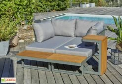 Salon De Jardin Modulable 4 Places En Aluminium Et Acacia - Tokyo -Abriet Mobilier Soldes Boutique salon jardin modulable tokyo