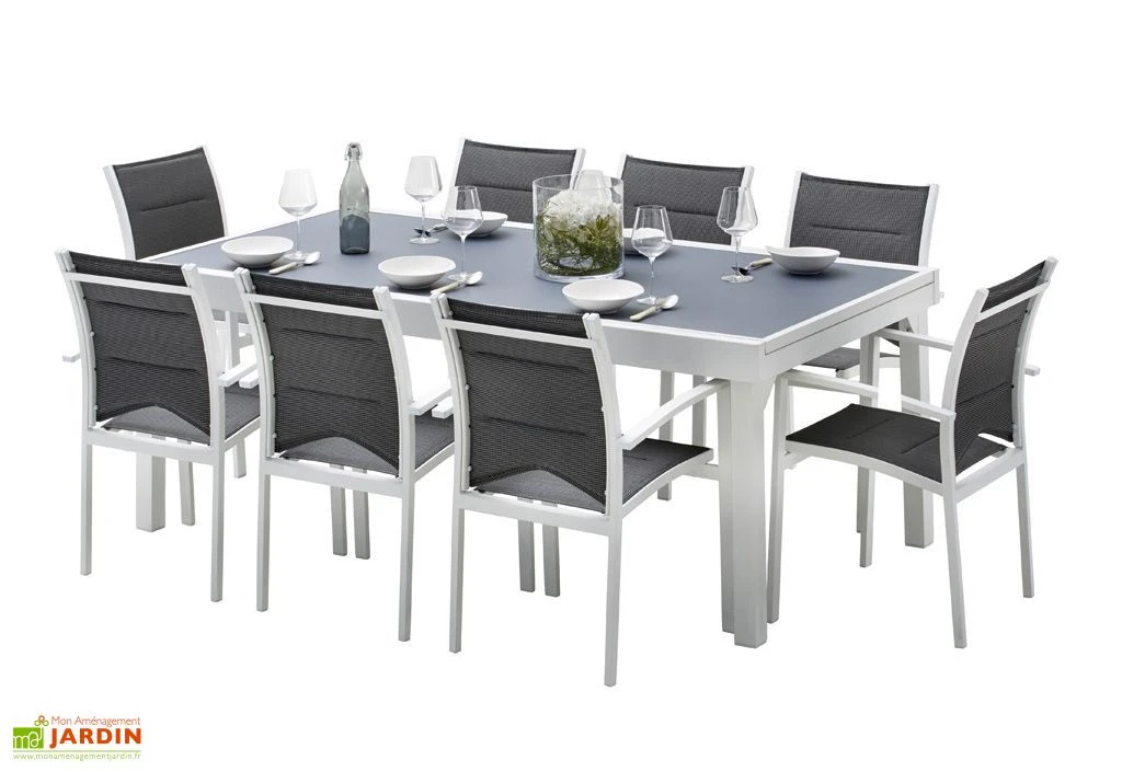 Salon De Jardin Modulo : Table Extensible + 8 Fauteuils 1 Salon De Jardin Modulo : Table Extensible + 8 Fauteuils
