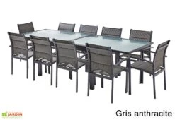 Salon De Jardin Modulo : Table Extensible + 10 Fauteuils -Abriet Mobilier Soldes Boutique salon jardin modulo wilsa table extensible 10 fauteuils aluminium verre 4