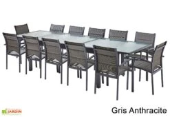 Salon De Jardin Modulo : Table Extensible + 12 Fauteuils -Abriet Mobilier Soldes Boutique salon jardin modulo wilsa table extensible 12 fauteuils aluminium verre 2