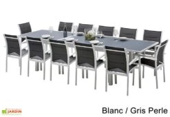 Salon De Jardin Modulo : Table Extensible + 12 Fauteuils -Abriet Mobilier Soldes Boutique salon jardin modulo wilsa table extensible 12 fauteuils aluminium verre