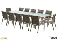 Salon De Jardin Modulo : Table Extensible + 12 Fauteuils -Abriet Mobilier Soldes Boutique salon jardin modulo wilsa table extensible 12 fauteuils aluminium verre 3