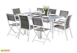 Salon De Jardin Modulo : Table Extensible + 4 Fauteuils + 4 Chaises
