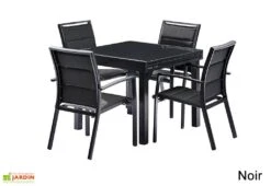 Salon De Jardin Modulo : Table Extensible + 4 Fauteuils -Abriet Mobilier Soldes Boutique salon jardin modulo wilsa table extensible 4fauteuils aluminium verre 2