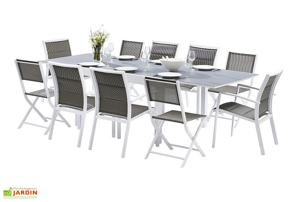 Salon De Jardin Modulo : Table Extensible + 6 Fauteuils + 4 Chaises 1 Salon De Jardin Modulo : Table Extensible + 6 Fauteuils + 4 Chaises