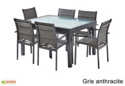 Salon De Jardin Modulo : Table Extensible + 6 Fauteuils -Abriet Mobilier Soldes Boutique salon jardin modulo wilsa table extensible 6fauteuils aluminium verre 2 1