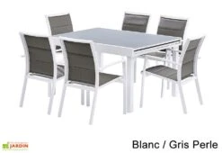 Salon De Jardin Modulo : Table Extensible + 6 Fauteuils -Abriet Mobilier Soldes Boutique salon jardin modulo wilsa table extensible 6fauteuils aluminium verre 4 1