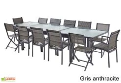 Salon De Jardin Modulo : Table à Rallonge + 8 Fauteuils + 4 Chaises -Abriet Mobilier Soldes Boutique salon jardin modulo wilsa table extensible 8 fauteuils 4 chaises aluminium verre