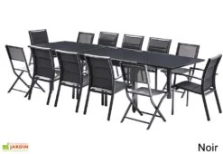 Salon De Jardin Modulo : Table à Rallonge + 8 Fauteuils + 4 Chaises -Abriet Mobilier Soldes Boutique salon jardin modulo wilsa table extensible 8 fauteuils 4 chaises aluminium verre 3