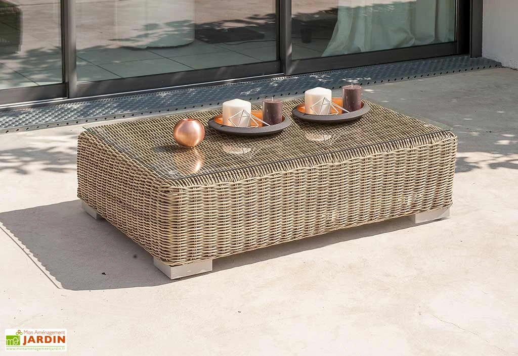 Salon De Jardin Montmartre Miel En Résine Tressée 4 Places 4 Salon De Jardin Montmartre Miel En Résine Tressée 4 Places – Image 4