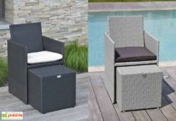 Salon De Jardin En Résine Tressée Encastrable : 11 Pièces, 2 Coloris -Abriet Mobilier Soldes Boutique salon jardin resine tressee 10 places 6fauteuils 4 poufs 3