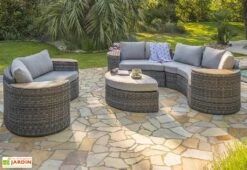 Salon De Jardin Rond En Aluminium Et Résine Tressée 8 Places - Nouméa