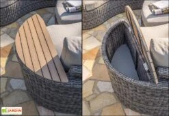 Salon De Jardin Rond En Aluminium Et Résine Tressée 8 Places - Nouméa -Abriet Mobilier Soldes Boutique salon jardin rond 8 places resine aluminium gris noumea 5