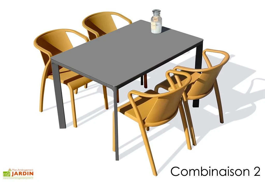 Salon De Jardin : 1 Table Aluminium 120 X 80 Cm + 4 Fauteuils – Fado 3 Salon De Jardin : 1 Table Aluminium 120 X 80 Cm + 4 Fauteuils – Fado – Image 3