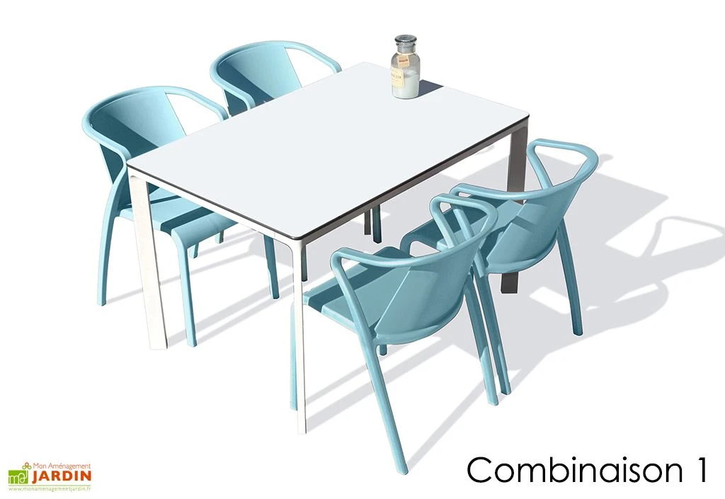 Salon De Jardin : 1 Table Aluminium 120 X 80 Cm + 4 Fauteuils – Fado 2 Salon De Jardin : 1 Table Aluminium 120 X 80 Cm + 4 Fauteuils – Fado – Image 2