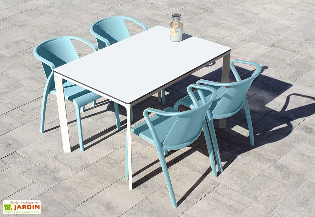 Salon De Jardin : 1 Table Aluminium 120 X 80 Cm + 4 Fauteuils – Fado 1 Salon De Jardin : 1 Table Aluminium 120 X 80 Cm + 4 Fauteuils – Fado