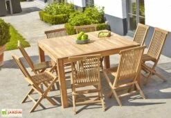 Salon De Jardin En Bois De Teck – 1 Table Carrée 140 Cm Et 8 Chaises 7 Salon De Jardin En Bois De Teck – 1 Table Carrée 140 Cm Et 8 Chaises -Abriet Mobilier Soldes Boutique salon jardin teck brut carre 6
