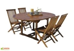 Salon De Jardin En Bois De Teck – 1 Table 170 Cm Et 4 Chaises