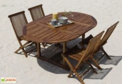 Salon De Jardin En Bois De Teck – 1 Table 170 Cm Et 4 Chaises 7 Salon De Jardin En Bois De Teck – 1 Table 170 Cm Et 4 Chaises -Abriet Mobilier Soldes Boutique salon jardin teck huile c4 3