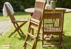 Salon De Jardin En Bois De Teck – 1 Table 170 Cm Et 6 Chaises -Abriet Mobilier Soldes Boutique salon jardin teck huile c6 4