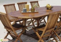 Salon De Jardin En Bois De Teck – 1 Table 240 Cm Et 8 Chaises -Abriet Mobilier Soldes Boutique salon jardin teck huile c8 3