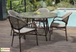 Table Ronde En Aluminium Ushuaia (125cm) -Abriet Mobilier Soldes Boutique salon jardin verre aluminium rotin synthetique