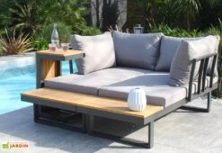 Salon De Jardin 4 Places En Aluminium Et Bois D’Acacia Tokyo -Abriet Mobilier Soldes Boutique salon tokyo 02